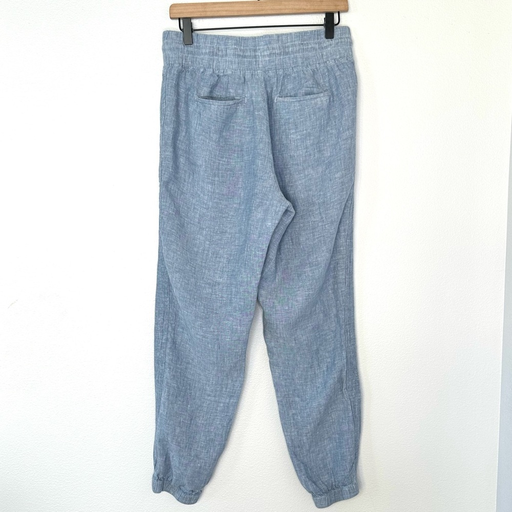 Athleta Women's Blue 100% Linen Cabo Jogger Pants Size 8 Athleisure Tapered - Picture 6 of 13